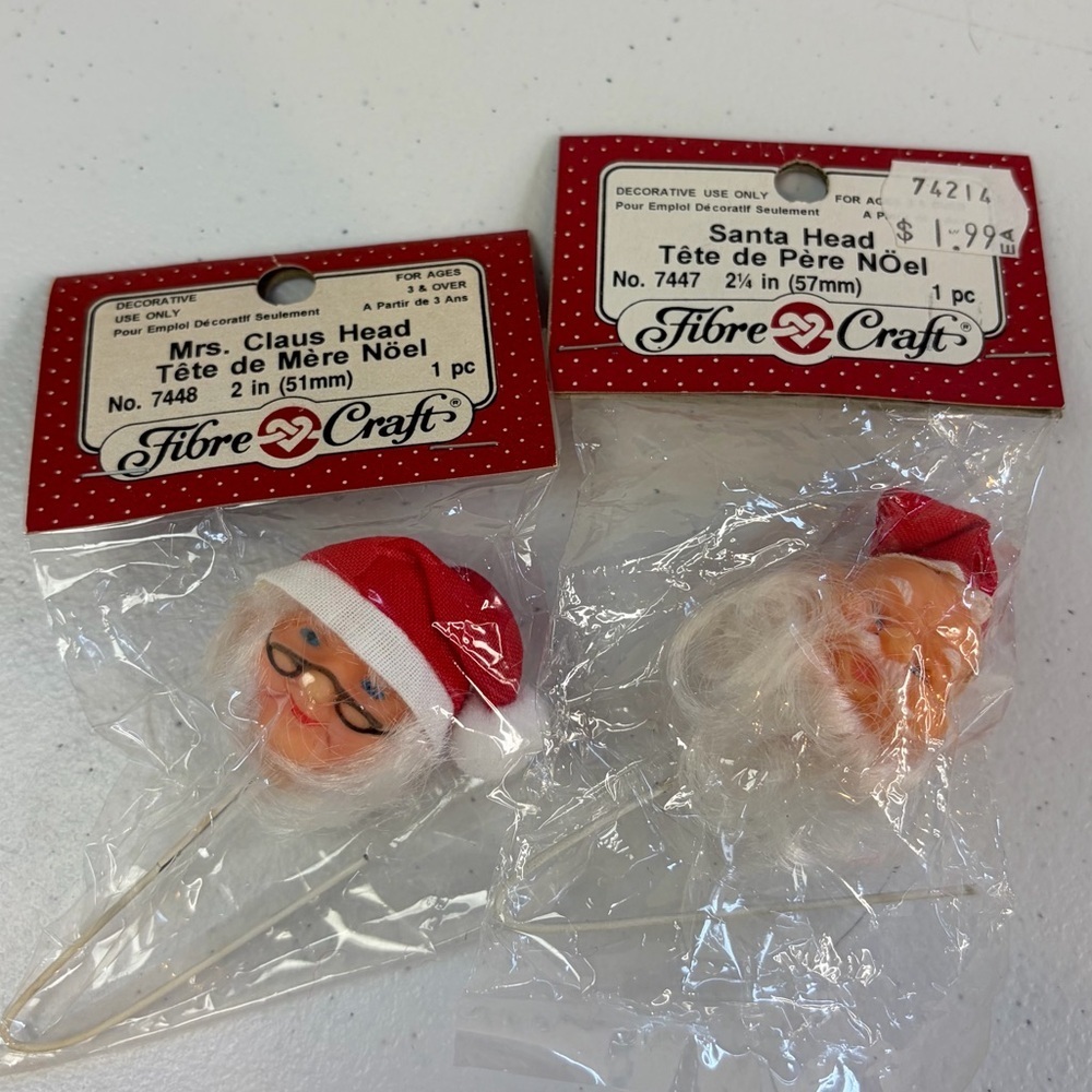 Fibre Craft Old Fashioned Santa Mrs Claus Head Vintage New Sealed Crafts Vintage